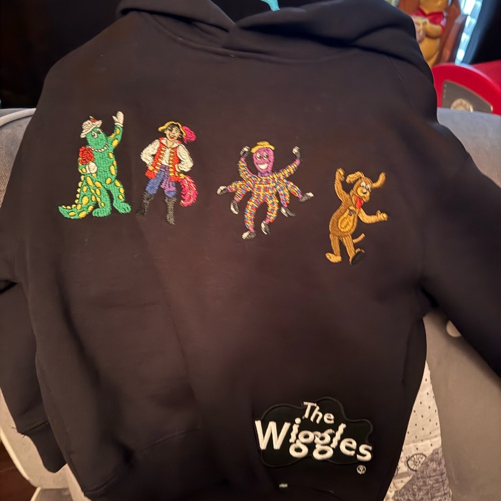 The Wiggles Black Hoodie with Colorful Character Embroidery